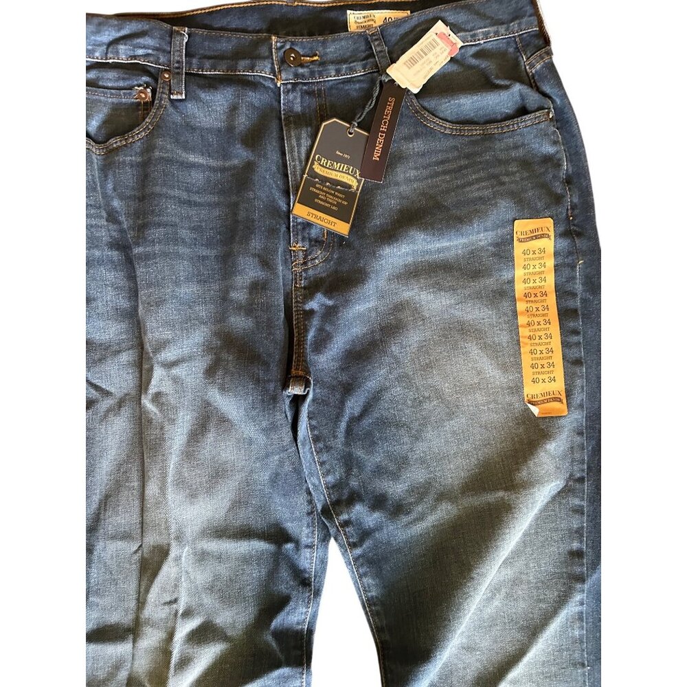 Cremieux Mens Stretch Denim Straight Leg Jeans Size 40x34 Blue New With Tags - Picture 3 of 5